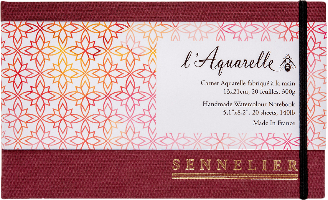 Sennelier Watercolour Book 300gsm, 20 Sheets 13 x 21cm – Red Cover
