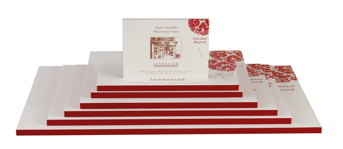 Sennelier Watercolour Paper Block 14.8 x 10.5cm, 20 Sheets – Hot Pressed