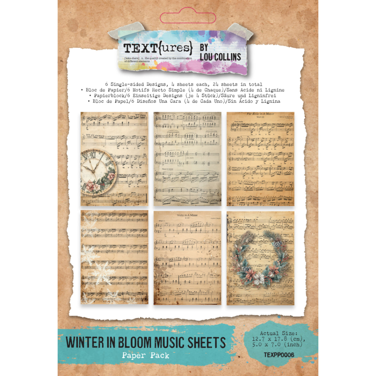 TEXT{ures} Winter in Bloom Music Sheets 5in x 7in Paper Pack