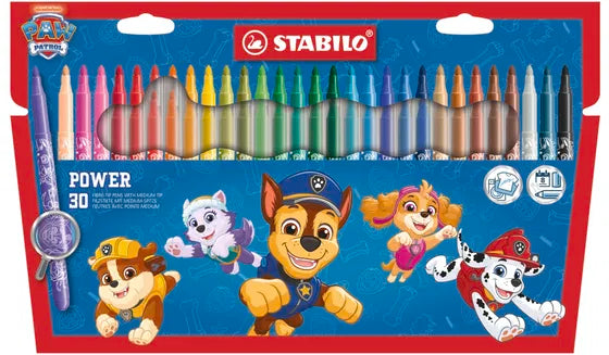 STABILO power PAW Patrol Fibre-Tip Pens – Wallet of 30 (Limited Edition)