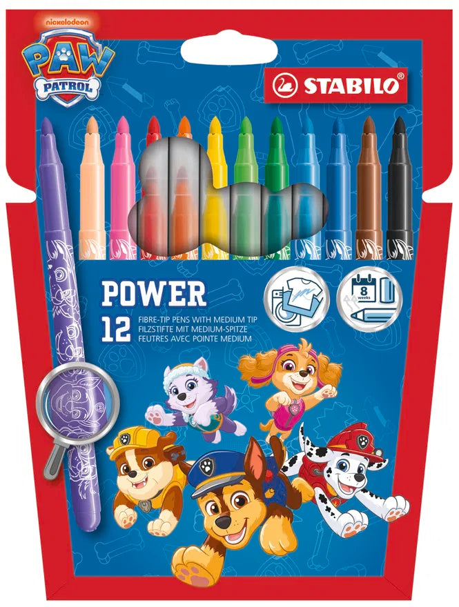 STABILO power PAW Patrol Fibre-Tip Pens – Wallet of 12 (Limited Edition)