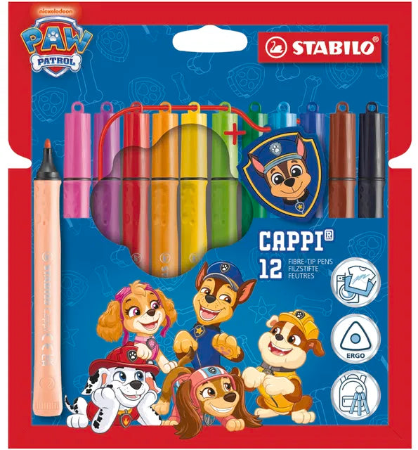 STABILO Cappi PAW Patrol Fibre-Tip Pens – Wallet of 12 (Limited Edition)
