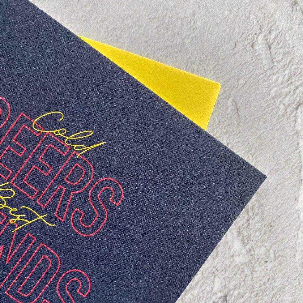 Type Dreams Beer, Friends & Belly Laughs Greetings Card by Heyyy