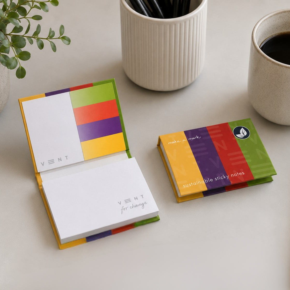 VENT Make a Mark Sticky Note Block – Multicoloured with Green Trim