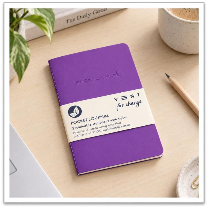 VENT Make a Mark A6 Recycled Leather Pocket Journal – Vivid Violet