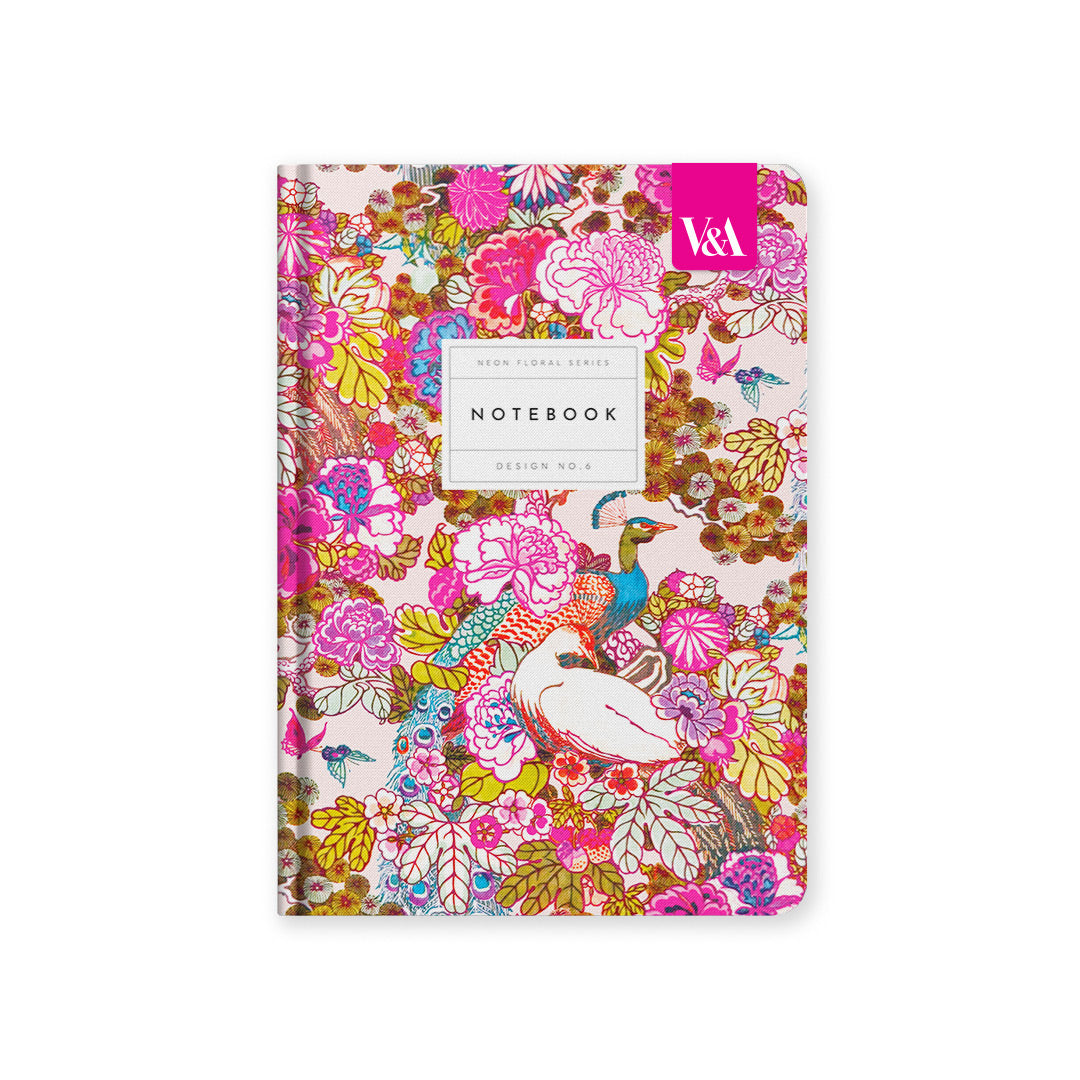 Neon Floral Peacock Floral Hardback Notebook (A5) (12838)