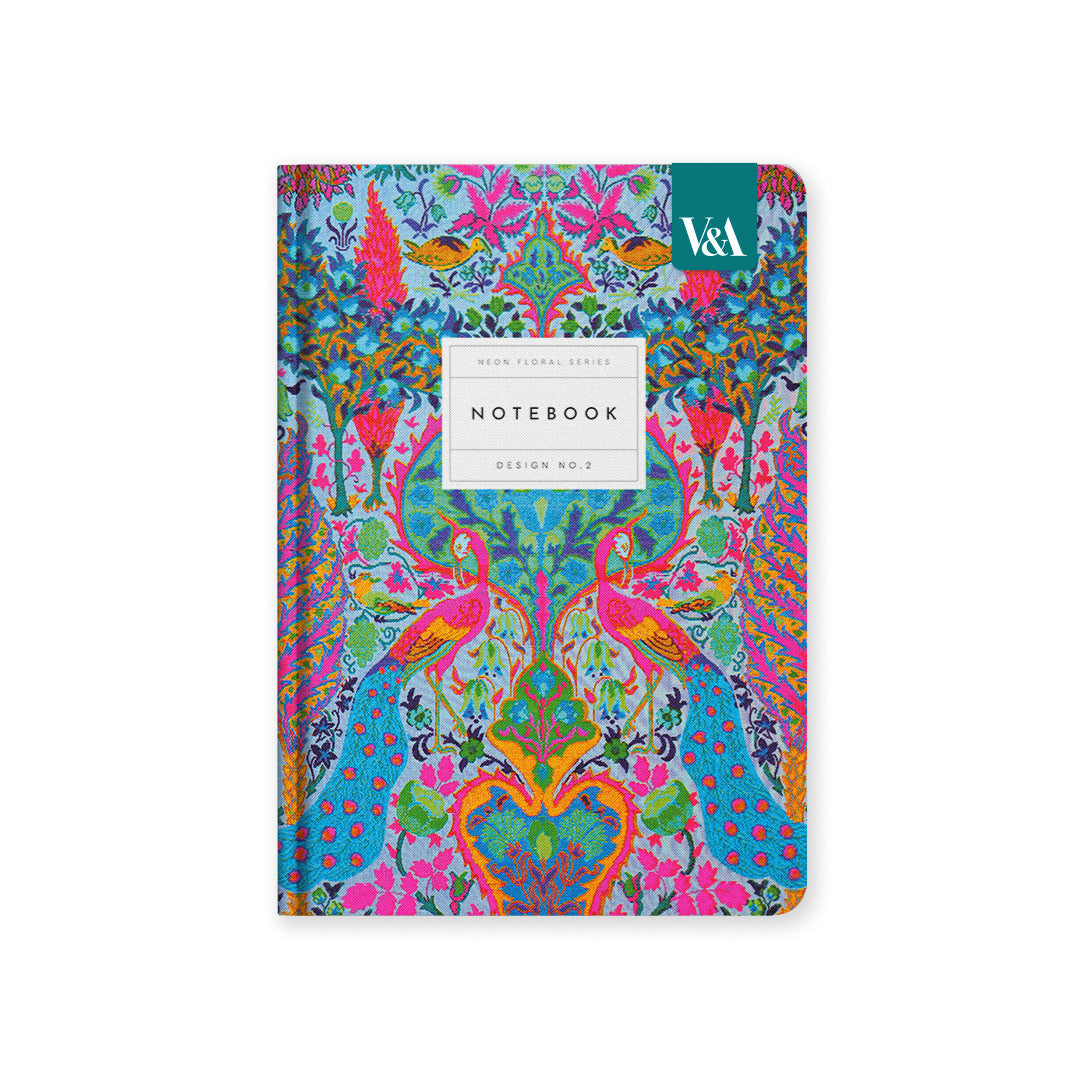 Neon Floral Turquoise Peacock Hardback Notebook (A5) (12839)