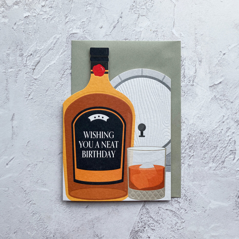 Taking Shape Whisky Bottle Birthday Greetings Card by Heyyy