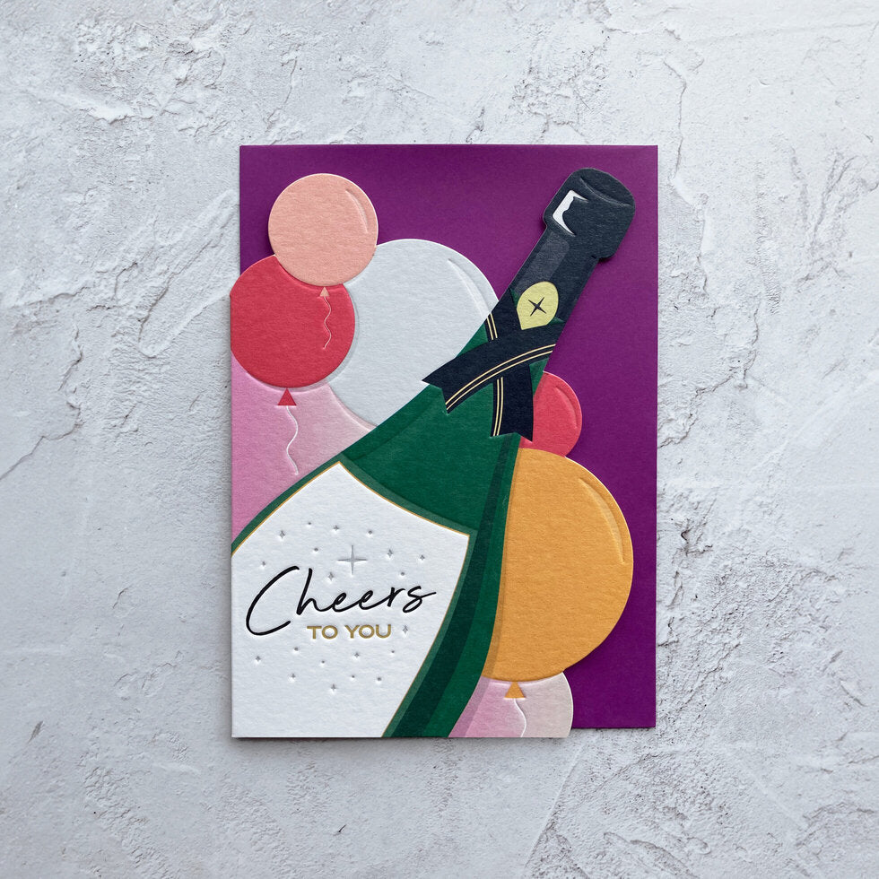 Taking Shape Champagne Bottle Greetings Card by Heyyy