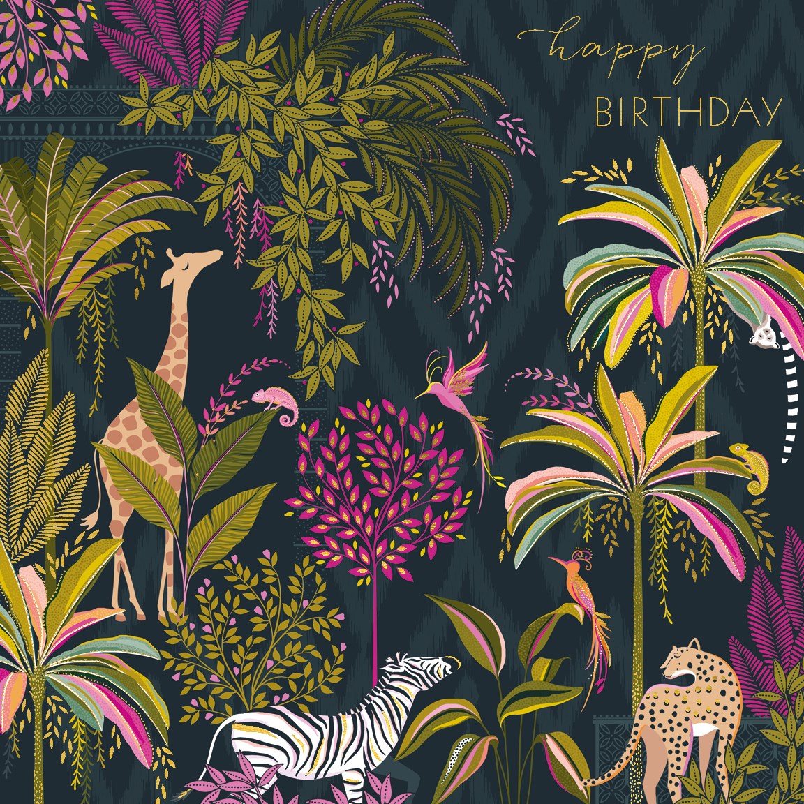 Happy Birthday Animals in Jungle Large Card