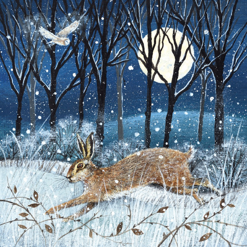 Lucy Grossmith Hare, Moon and Owl Christmas Card Pack