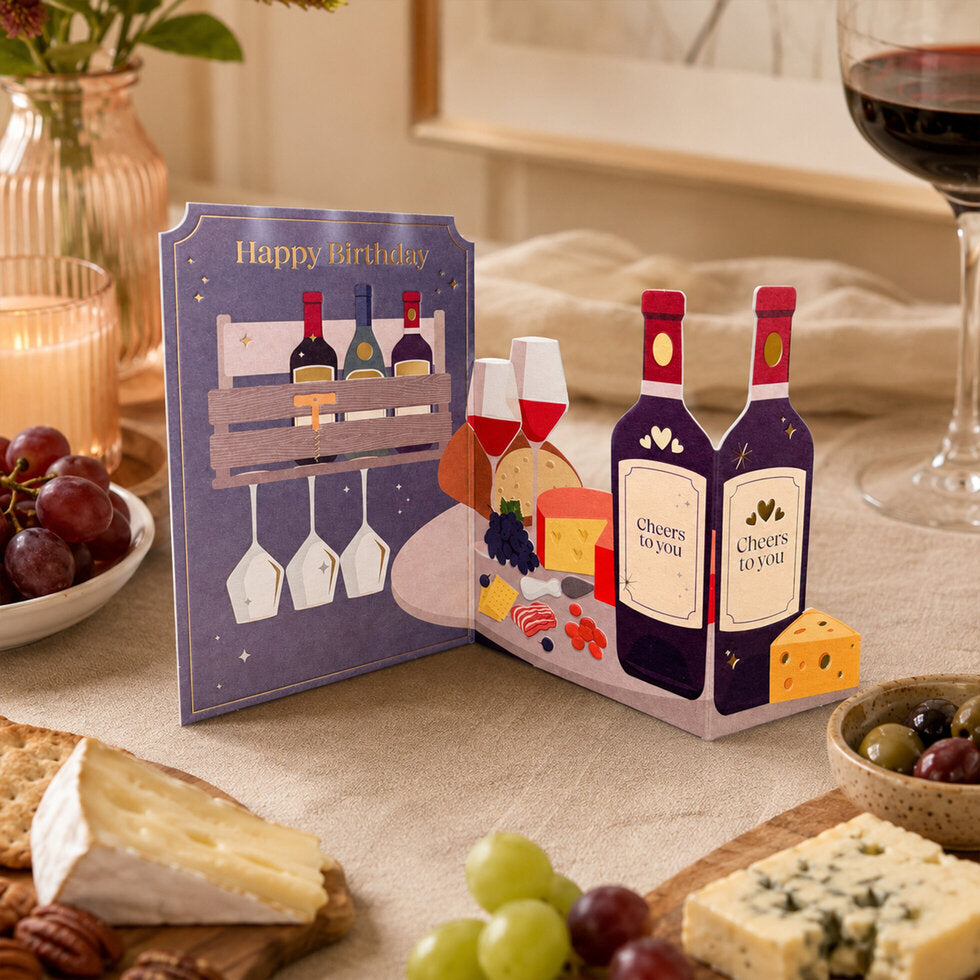 Taking Shape Reveal Cheese & Wine 3D Reveal Card by Heyyy