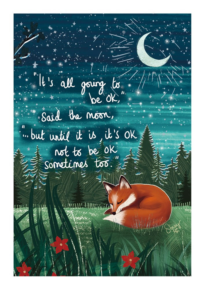 It's Ok to Not Be Ok Fox Under the Moon Card