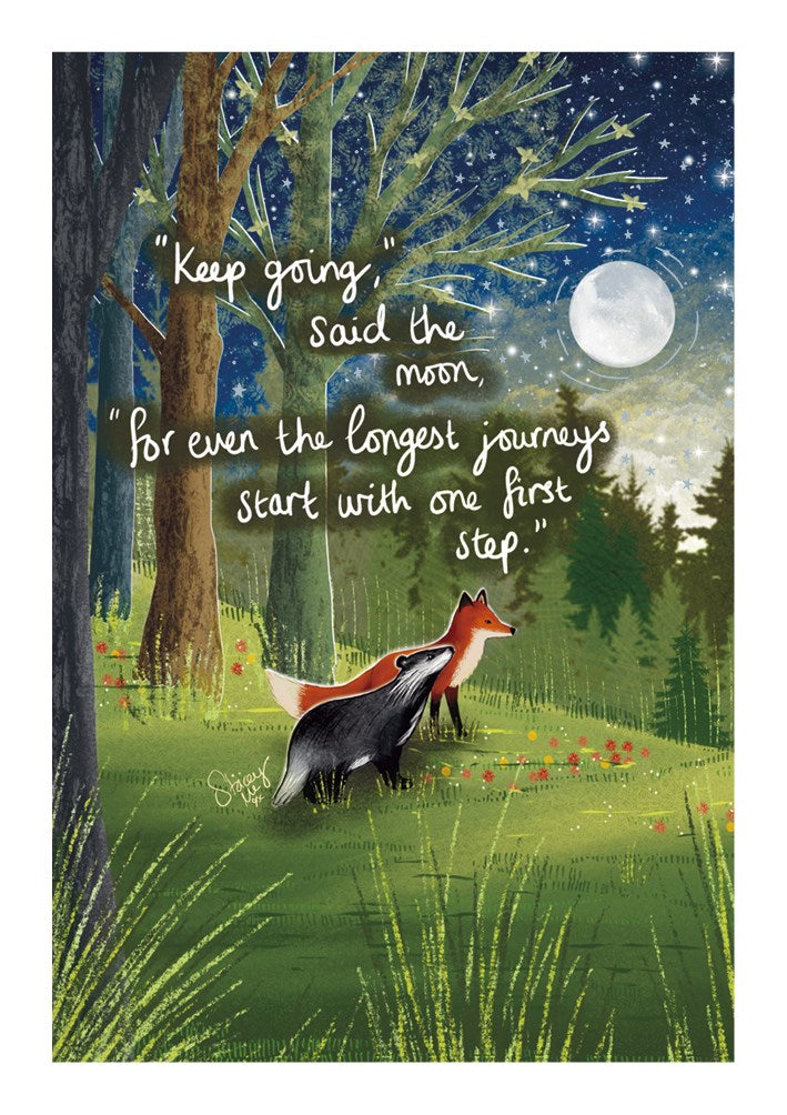 One First Step Fox Under the Moon Card