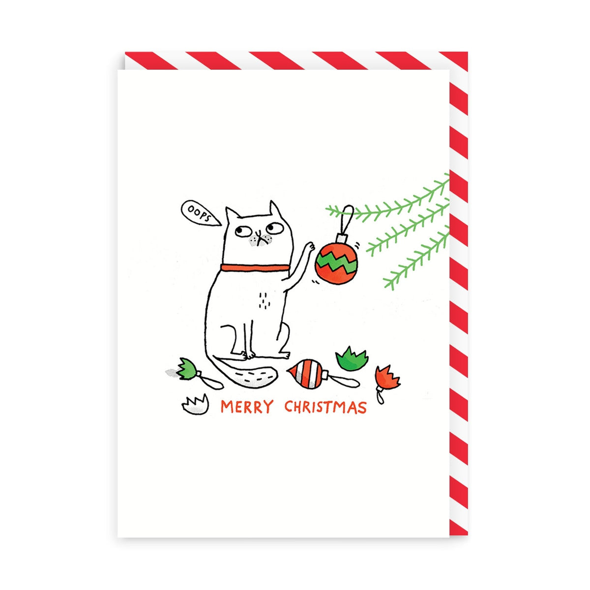 Oops Cat Merry Christmas Card (638)