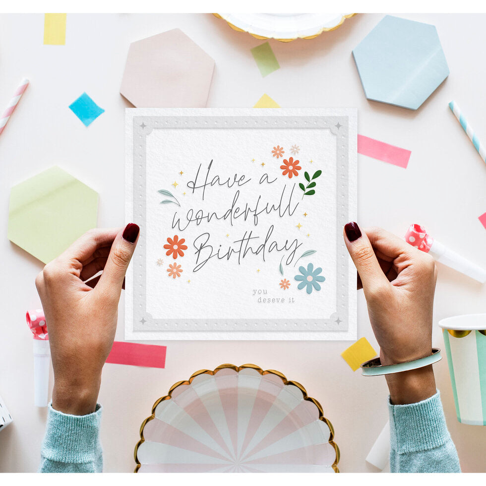 Solitude Birthday Type & Flowers Greetings Card by Heyyy