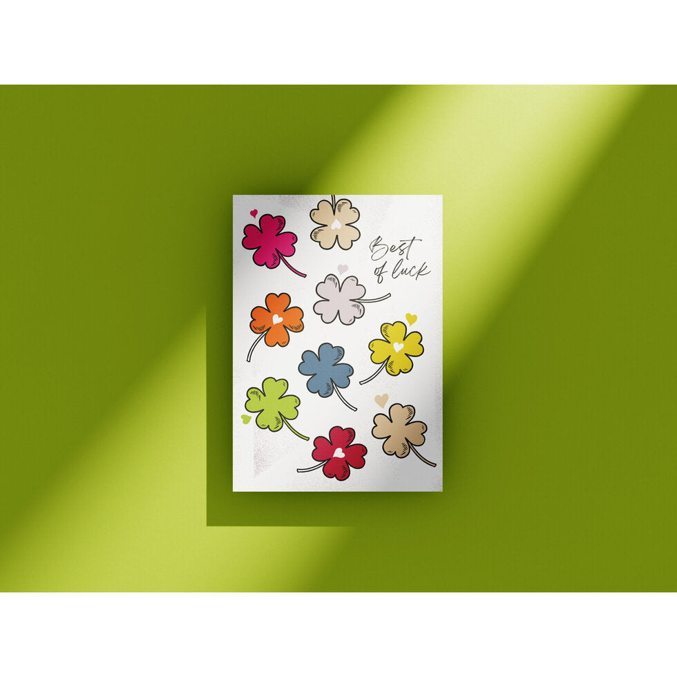 Dancing In The Rain Four Leaf Clover Good Luck Greetings Card by Heyyy