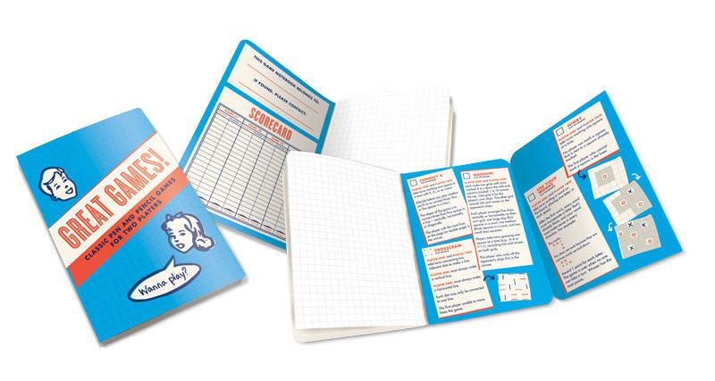 Great Games Notebook inside pages with game boards