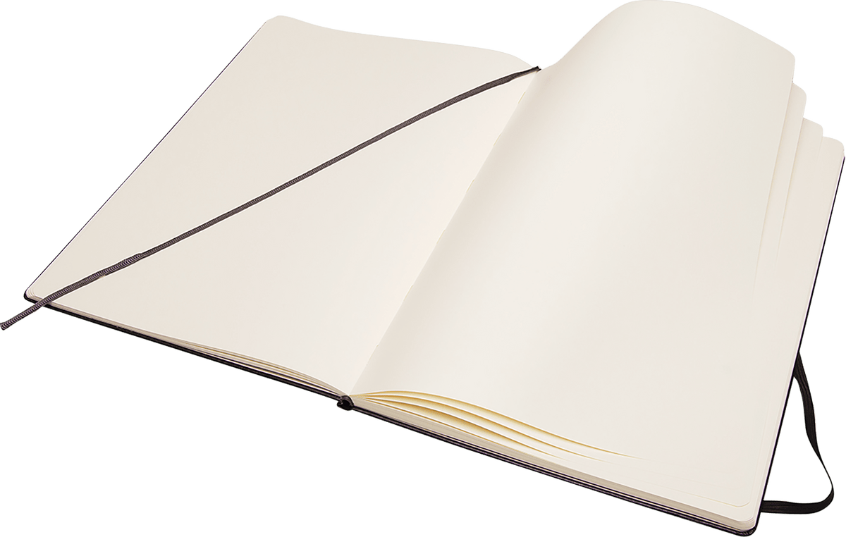 Open A4 Moleskine sketchbook showing heavyweight ivory sketch paper