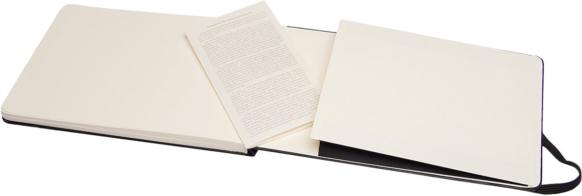 Moleskine large Watercolour Album open flat showing heavyweight cold-pressed watercolour paper