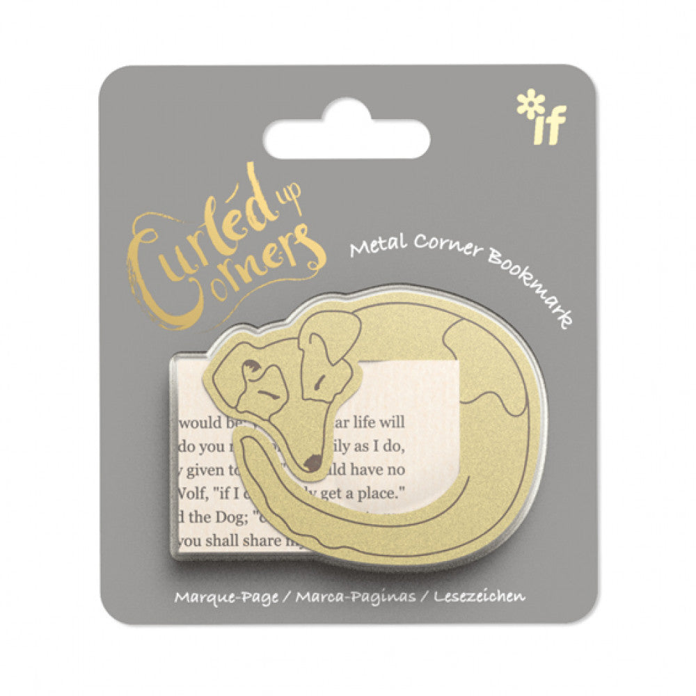 Curled Up Corners Metal Corner Bookmark - Drowsy Dog