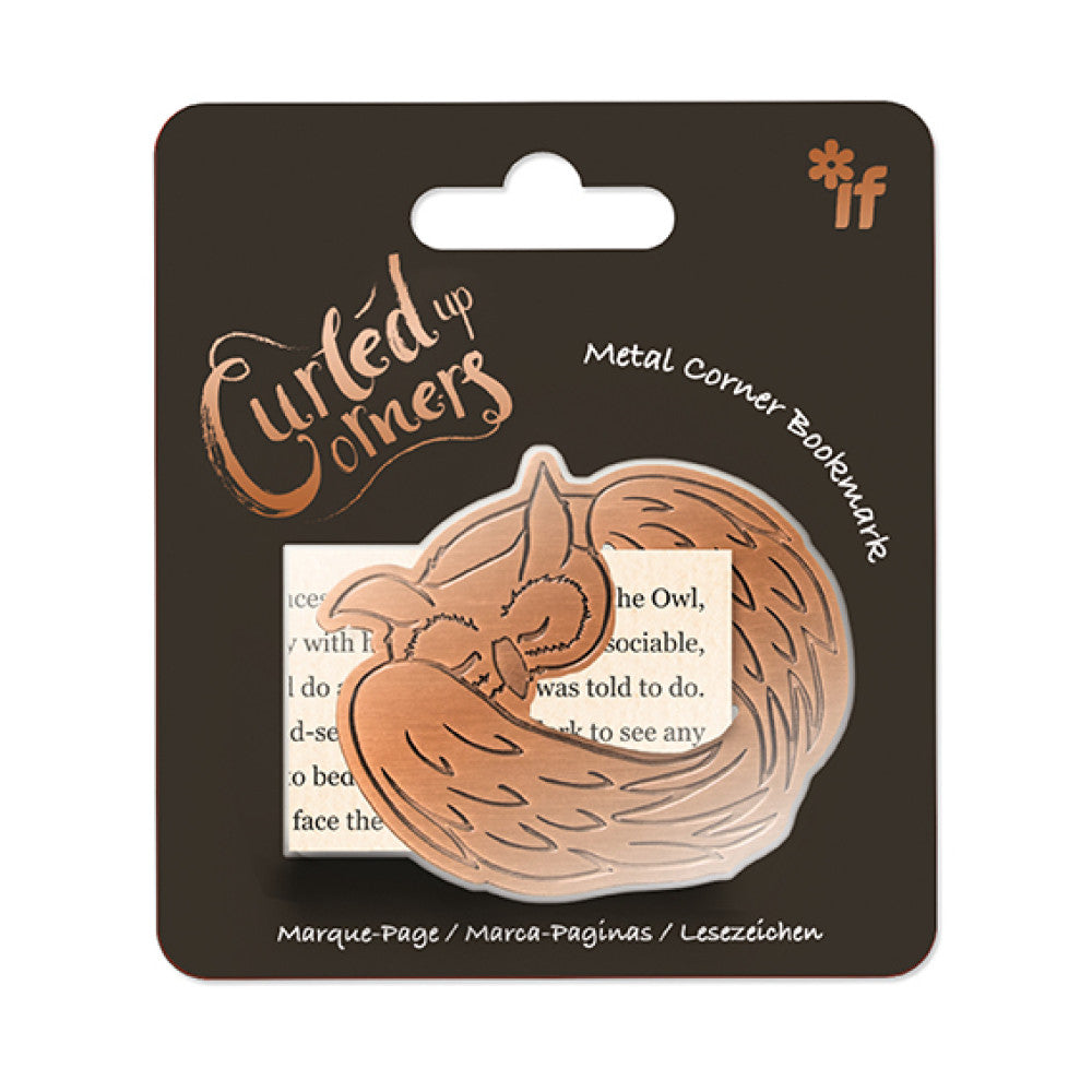Curled Up Corners Metal Corner Bookmark - Sleepy Owl