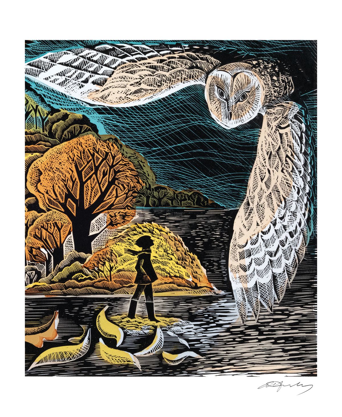Angela Harding October Owl Art Card