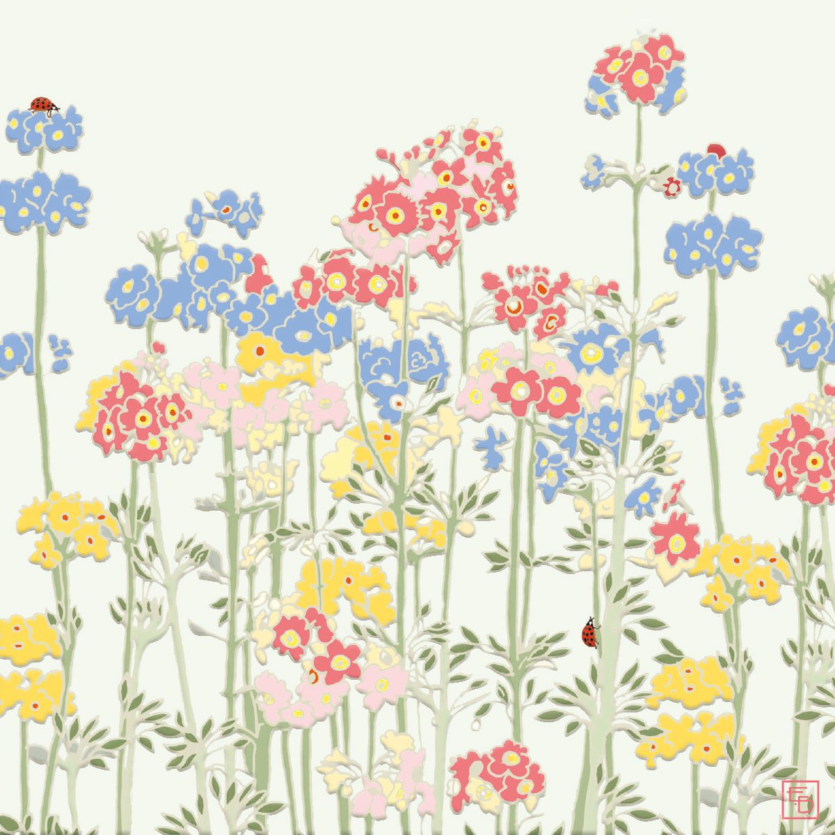 Emily Burningham Primulas Art Card
