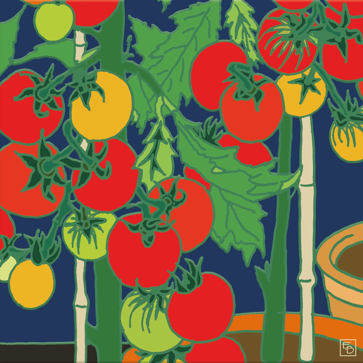 Emily Burningham Tomato Plants Art Card