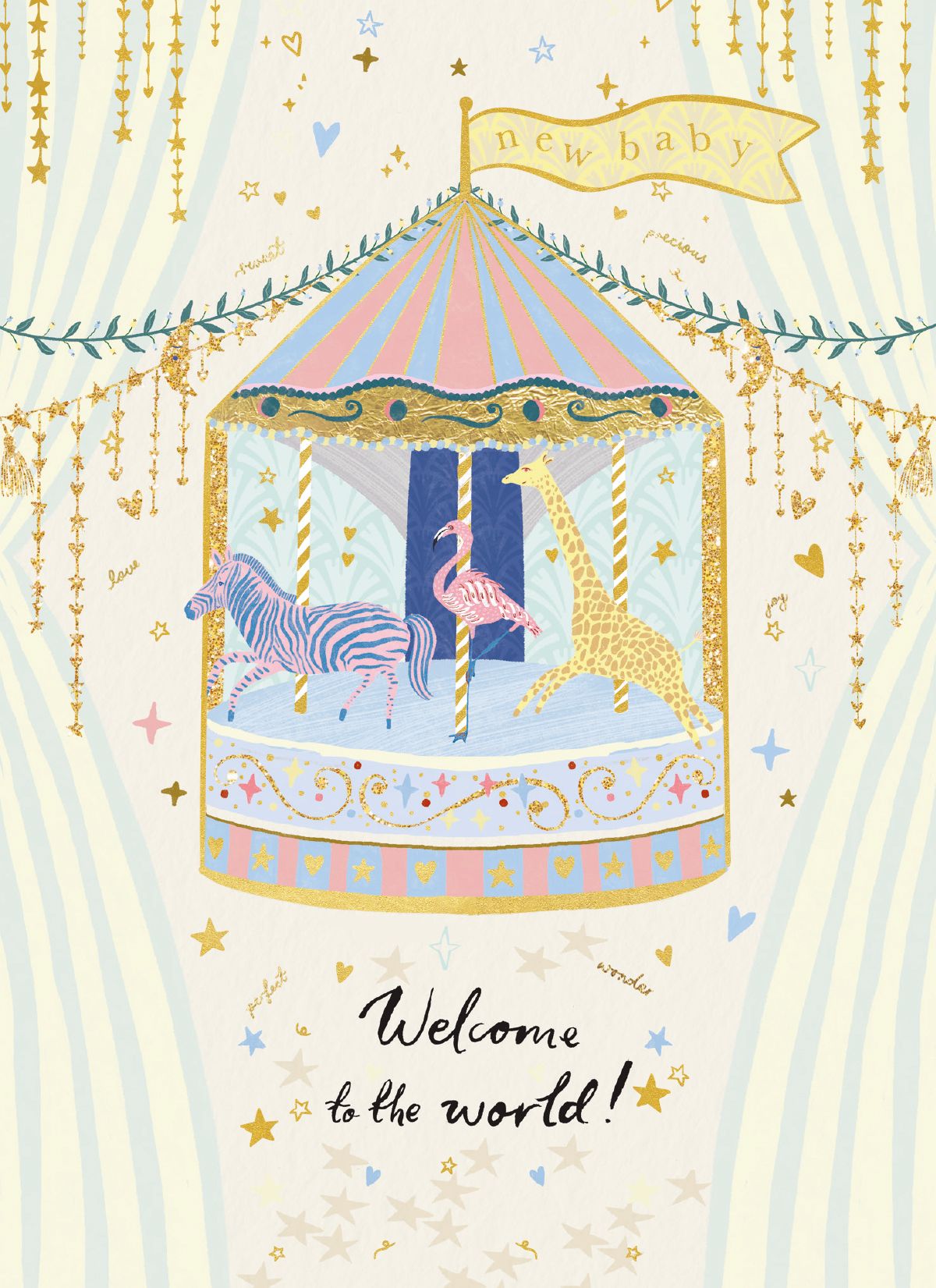 Emma Frances Grant Baby Carousel New Baby Card