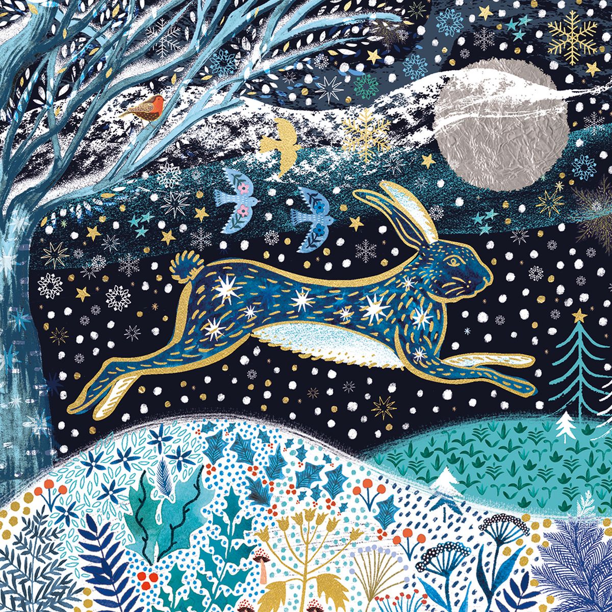 Emma Frances Grant Moondust Snow Hare Christmas Card Pack