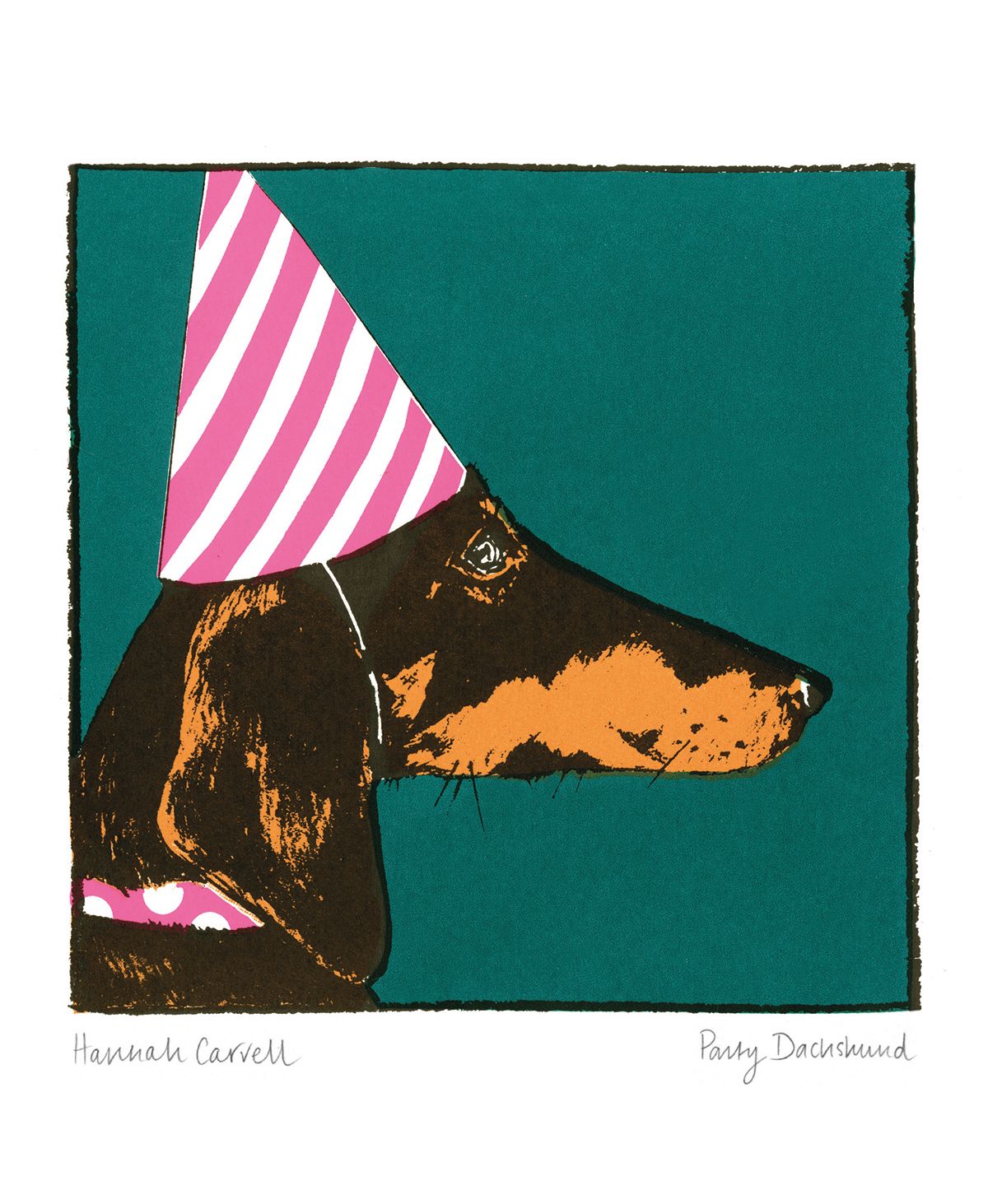 Hannah Carvell Party Dachshund Art Card