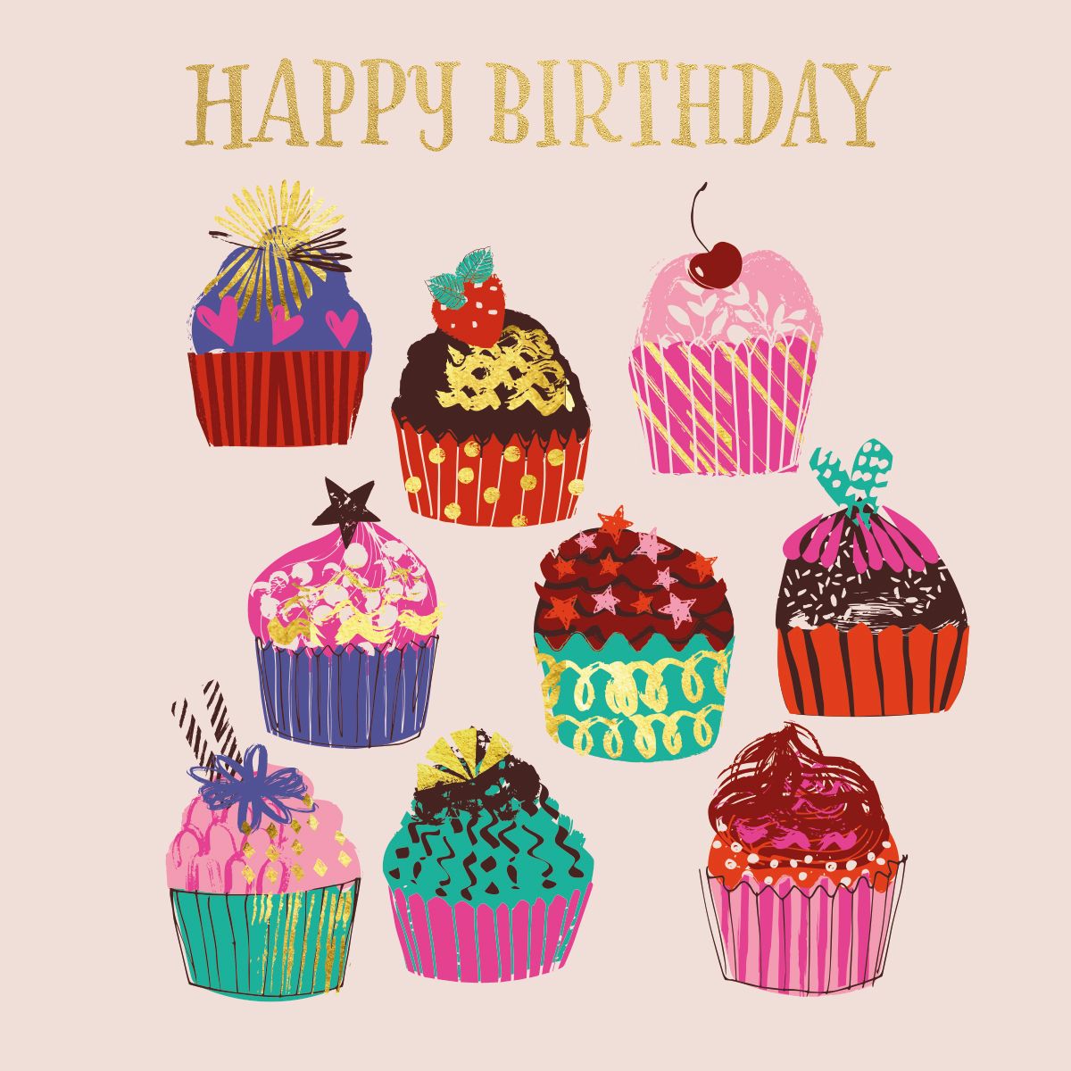 Helen Black Birthday Cupcakes Card