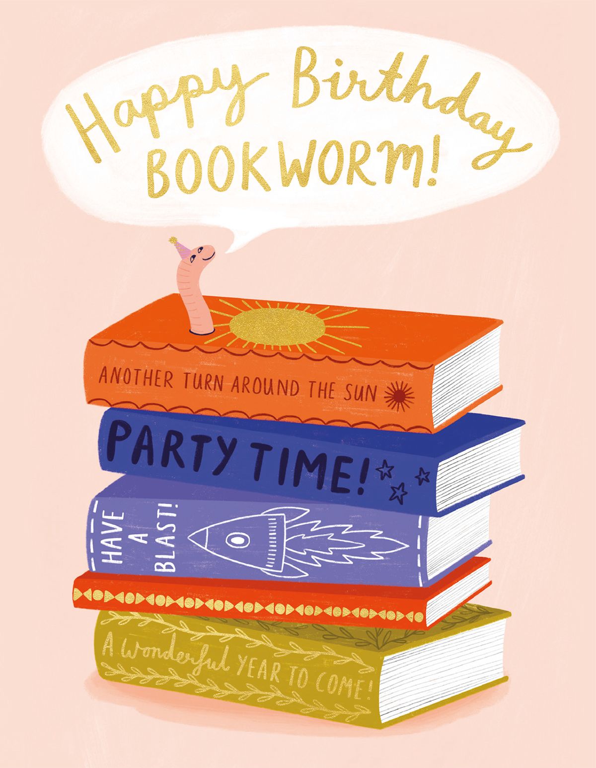 Lee Foster-Wilson Birthday Bookworm Greeting Card