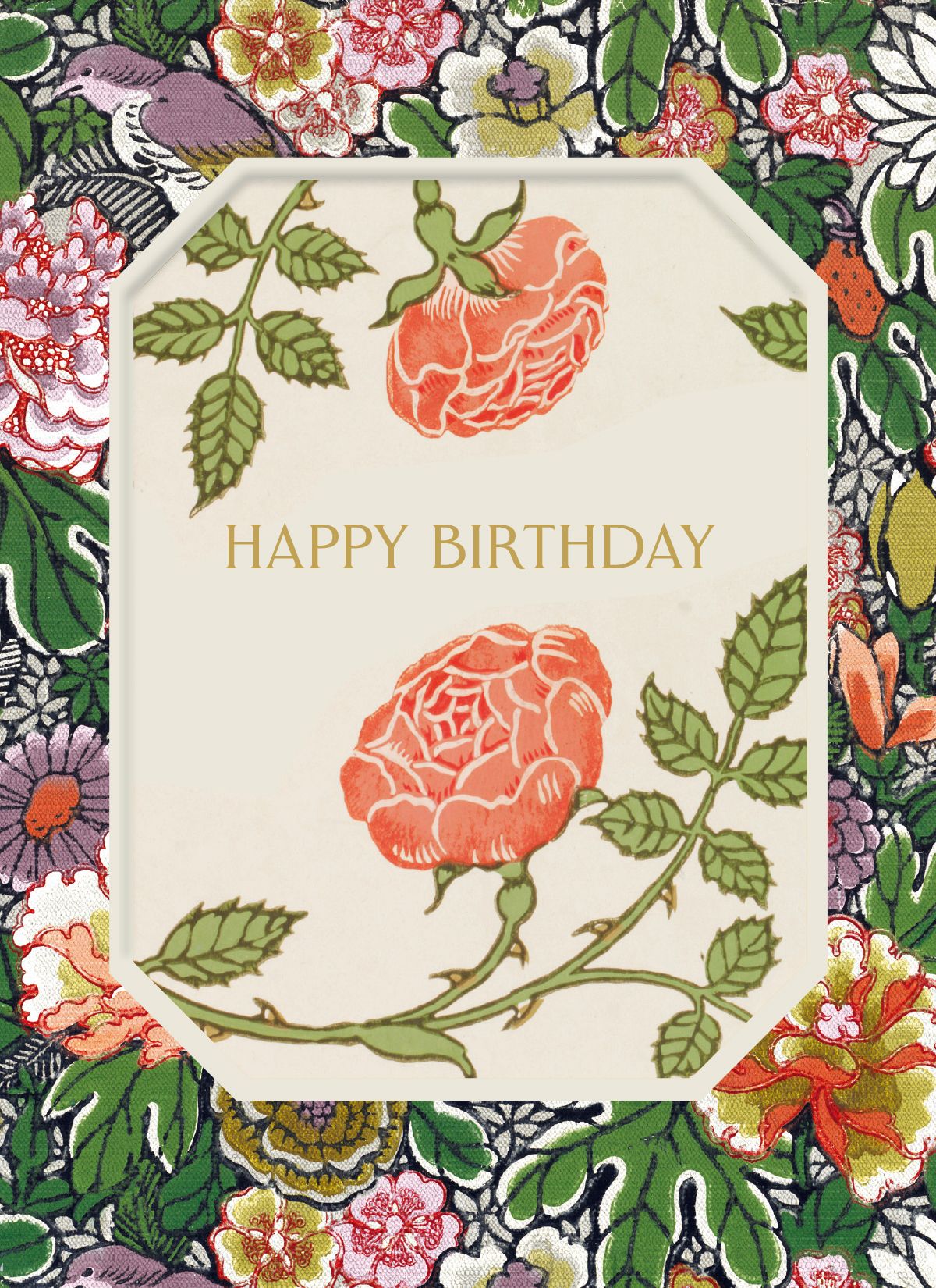 V&A Birthday Flowers Embossed Art Card
