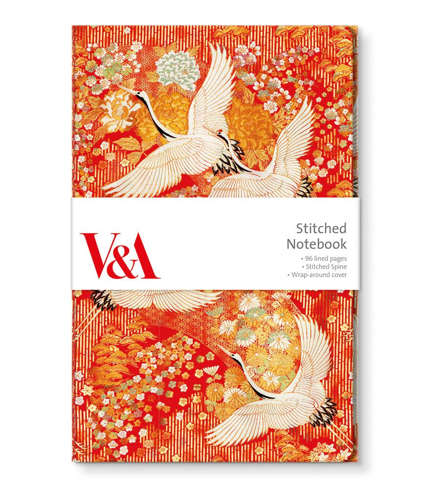 V&A Kimono Cranes Stitched Pocket Notebook