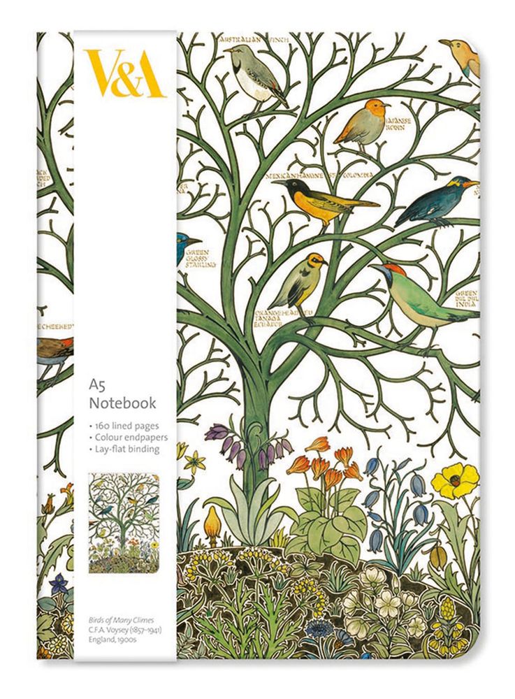 Voysey Birds of Many Climes A5 Luxury Lined Notebook