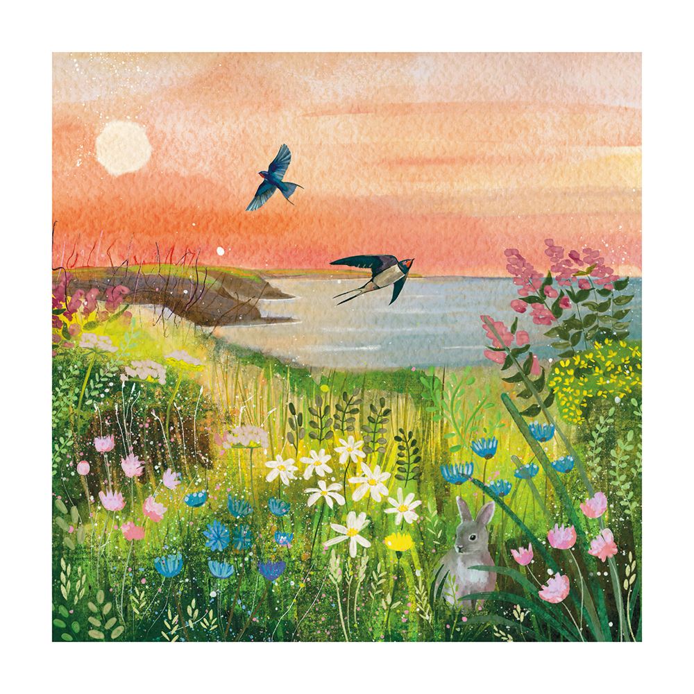 Jacqueline Wild Sunset Swallows Art Card