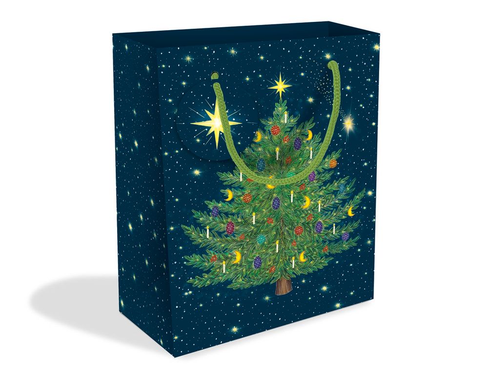Catherine Rowe Celestial Christmas Trees Medium Christmas Gift Bag