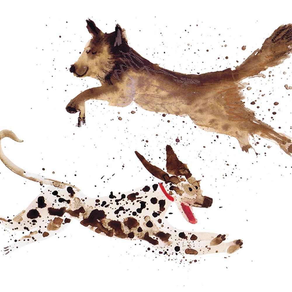 Sam Boughton Leaping Pups Art Card