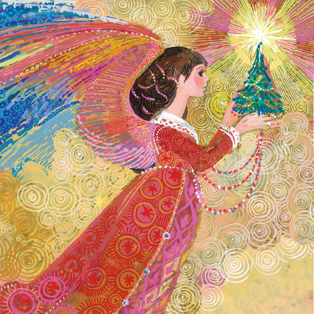 John Spiers Angel Holding a Little Christmas Tree Card Pack