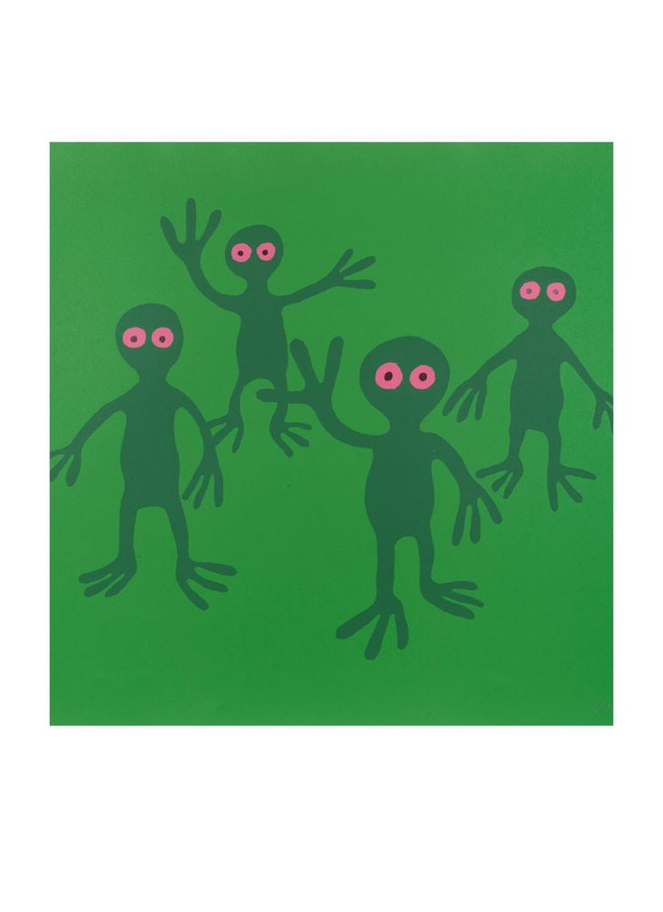 Nicholas Monro Green Figures Art Card