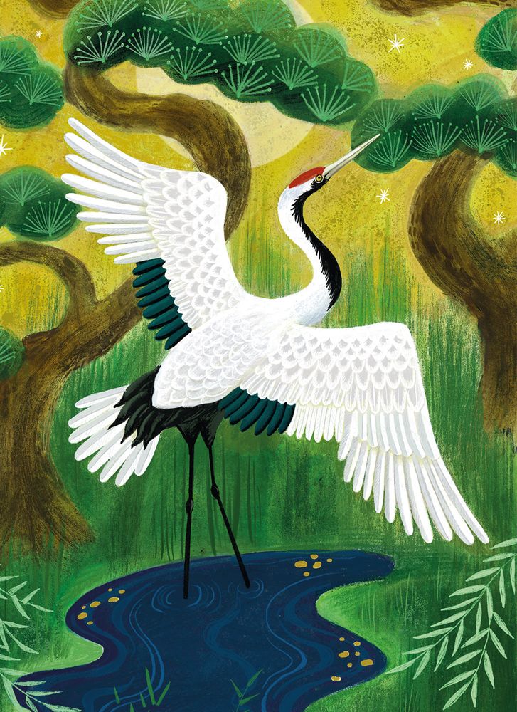 Bex Parkin Japanese Crane Art Card