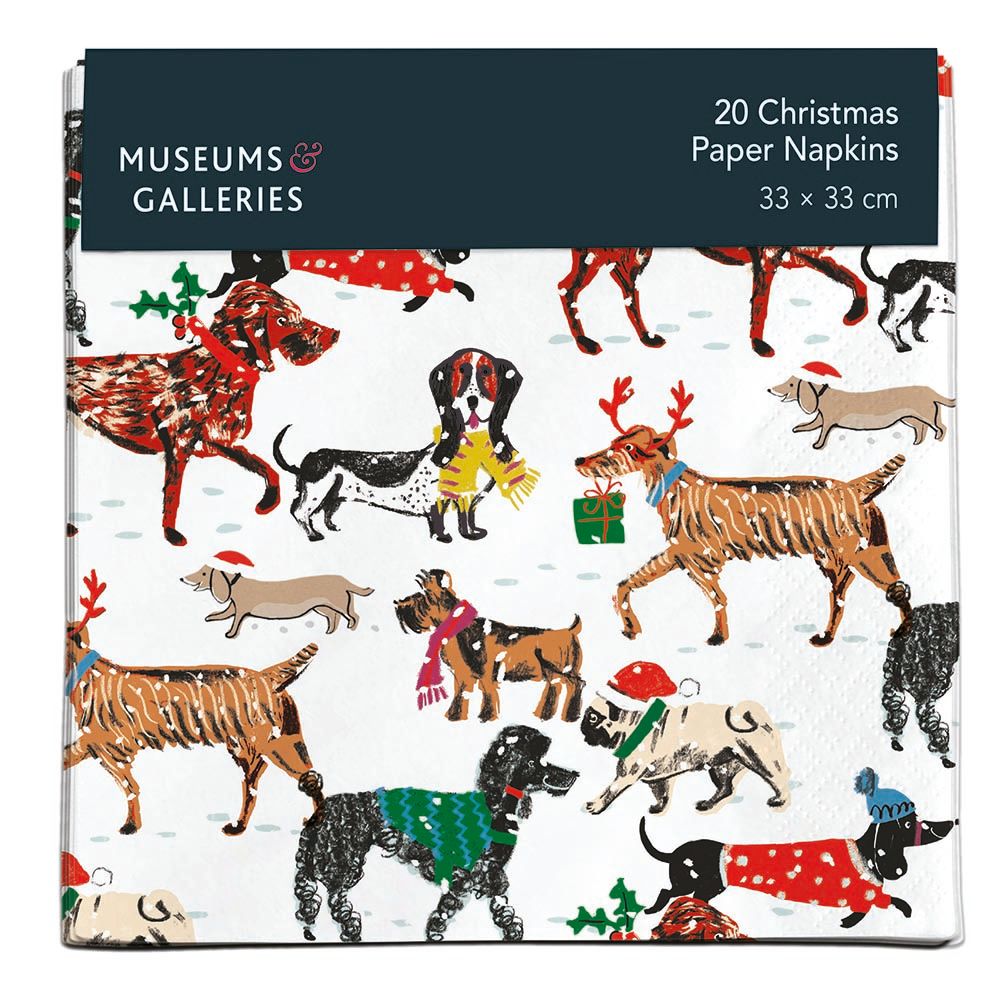 Louise Cunningham Winter Walkies Christmas Paper Napkins