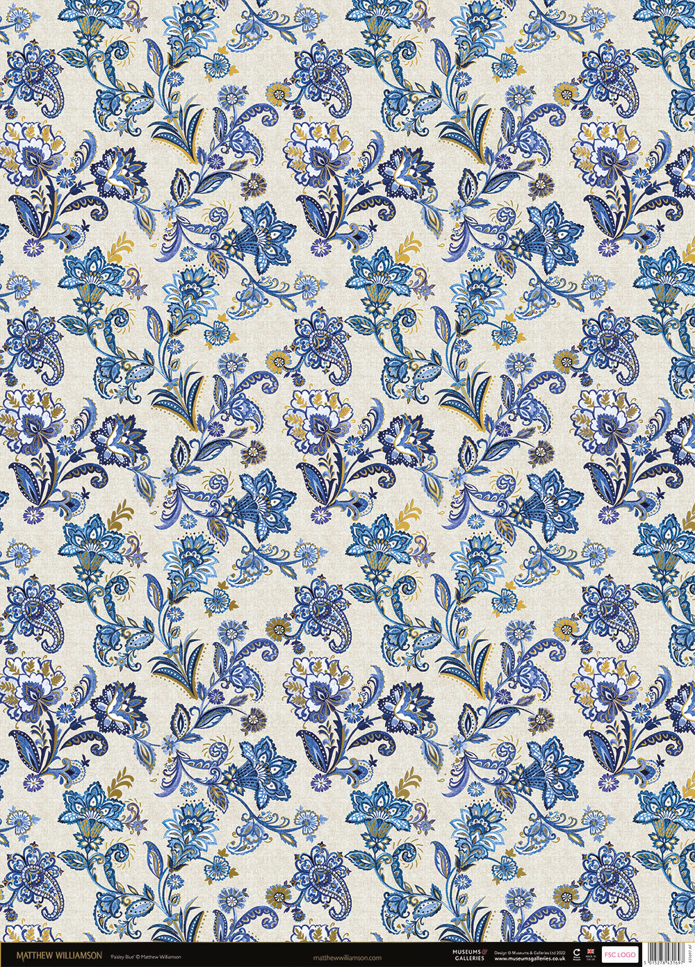 Matthew Williamson Paisley Blue Gold Foiled Gift Wrap