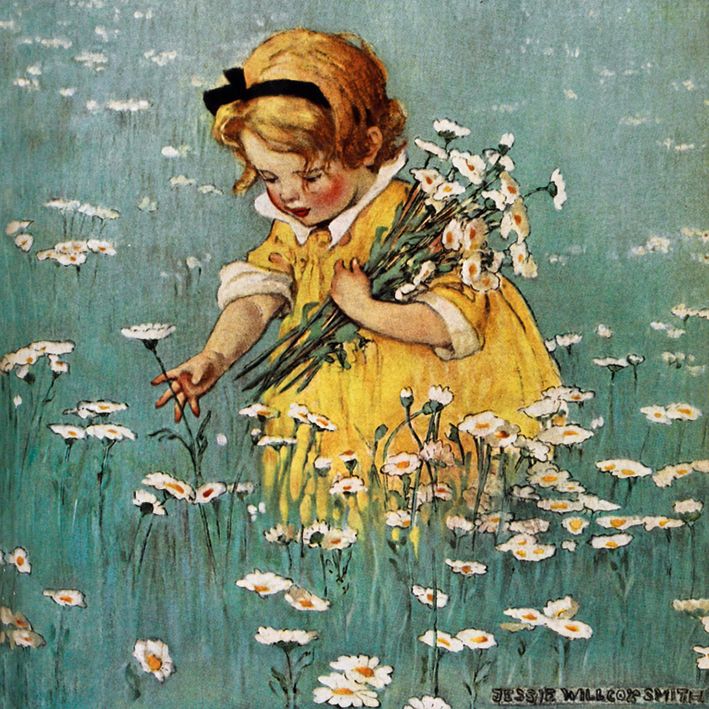 The British Library Gathering Flowers in the Meadow Smith Art Card