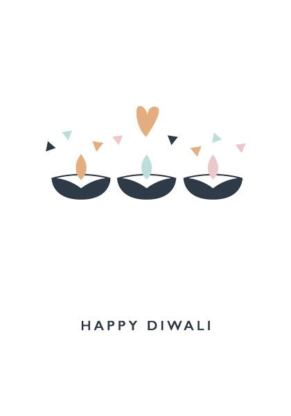 Diwali Heart and Candles Peace & Blessings Card