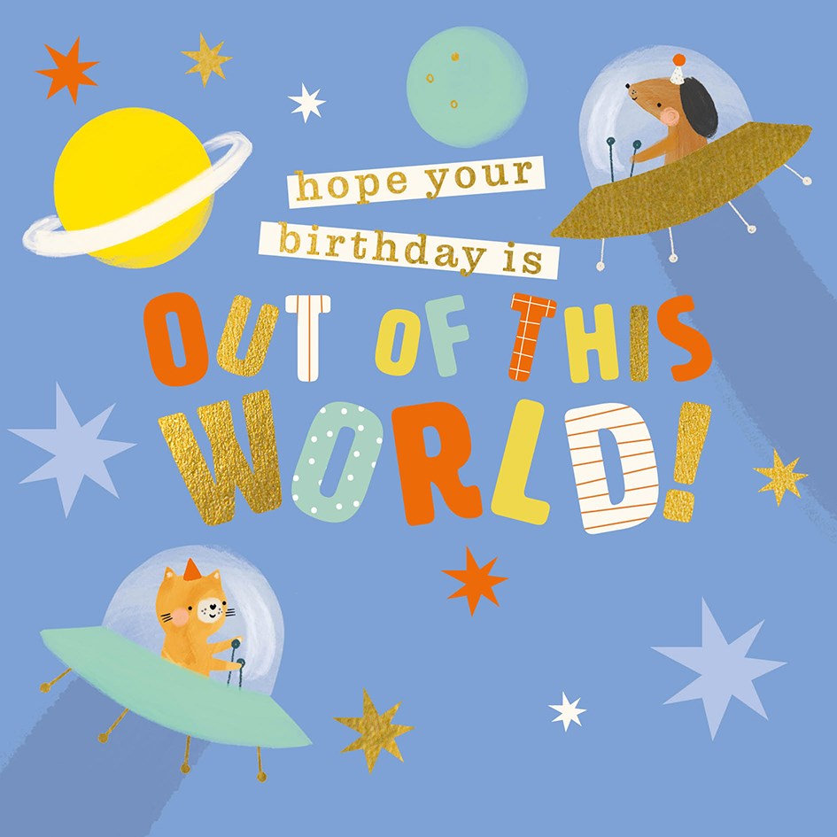 Out of This World Birthday Party Time Card