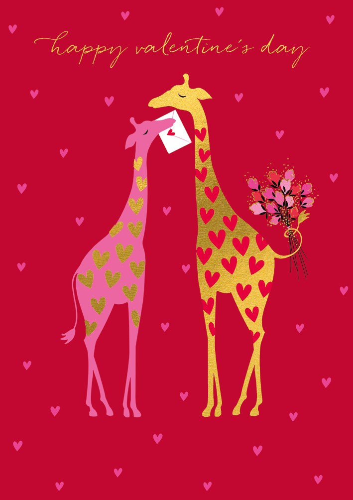 Giraffe Valentines Day Card