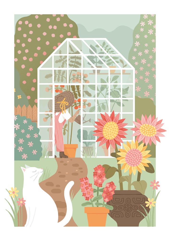 Greenhouse Garden Under the Apple Tree Card